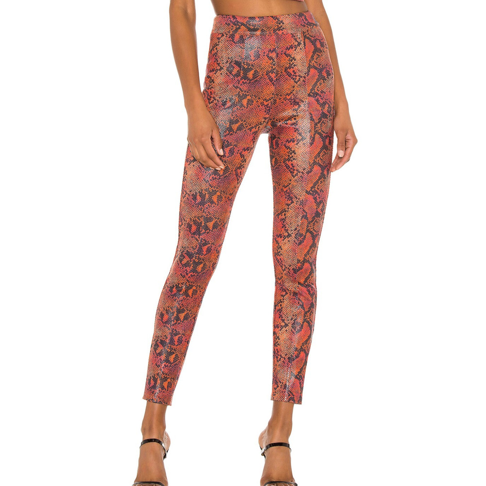 H:OURS Revolve Women's Nara Pants in Hot Orange Snakeskin Size 2XS